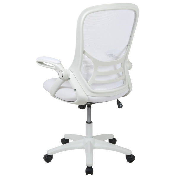 English Elm Porter High Back Ergonomic Mesh Swivel Office Chair with Lumbar Support and Adjustable Features White HL-0016-1-WH-WH-GG