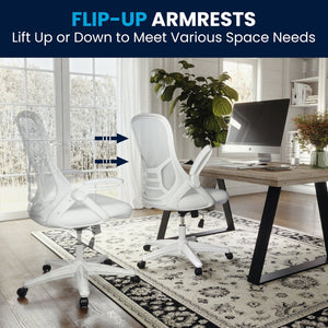 English Elm Porter High Back Ergonomic Mesh Swivel Office Chair with Lumbar Support and Adjustable Features White HL-0016-1-WH-WH-GG