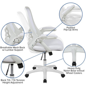 English Elm Porter High Back Ergonomic Mesh Swivel Office Chair with Lumbar Support and Adjustable Features White HL-0016-1-WH-WH-GG
