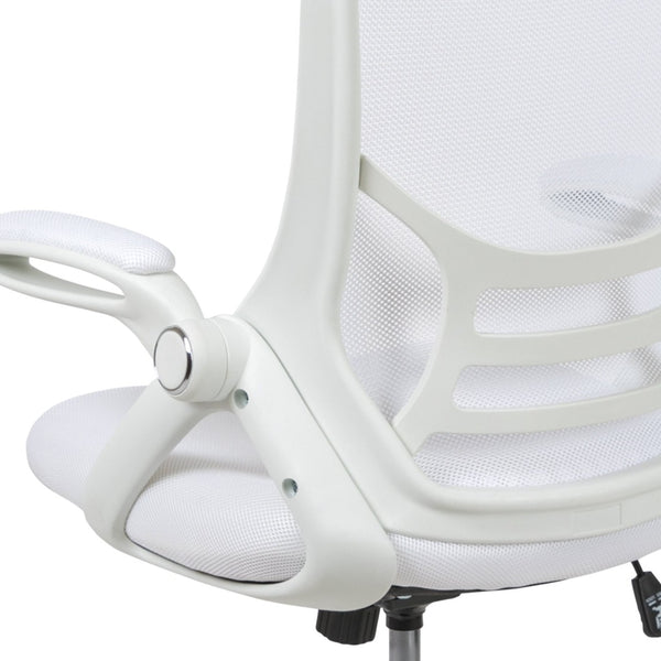 English Elm Porter High Back Ergonomic Mesh Swivel Office Chair with Lumbar Support and Adjustable Features White HL-0016-1-WH-WH-GG