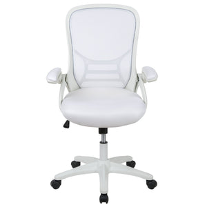 English Elm Porter High Back Ergonomic Mesh Swivel Office Chair with Lumbar Support and Adjustable Features White HL-0016-1-WH-WH-GG