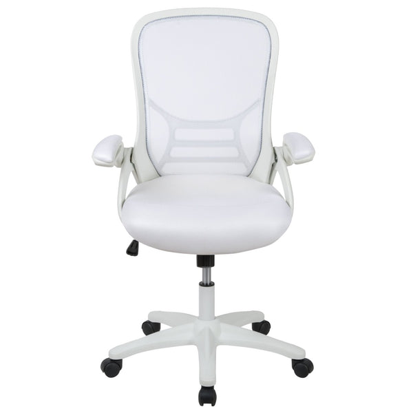 English Elm Porter High Back Ergonomic Mesh Swivel Office Chair with Lumbar Support and Adjustable Features White HL-0016-1-WH-WH-GG