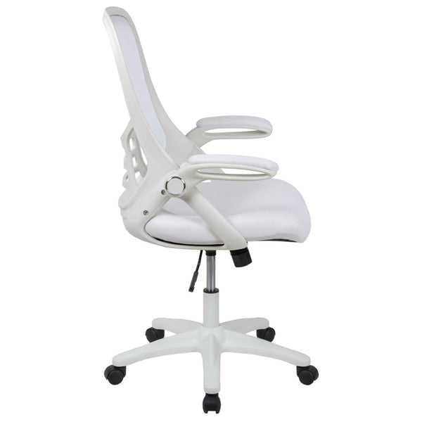 English Elm Porter High Back Ergonomic Mesh Swivel Office Chair with Lumbar Support and Adjustable Features White HL-0016-1-WH-WH-GG