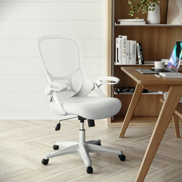 English Elm Porter High Back Ergonomic Mesh Swivel Office Chair with Lumbar Support and Adjustable Features White HL-0016-1-WH-WH-GG
