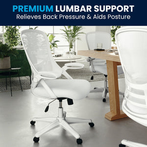 English Elm Porter High Back Ergonomic Mesh Swivel Office Chair with Lumbar Support and Adjustable Features White HL-0016-1-WH-WH-GG