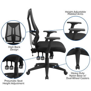 English Elm Ivan High Back Ergonomic Mesh Office Chair - Adjustable Arms, Lumbar Support & Custom Comfort HL-0017-GG