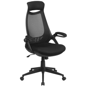 English Elm Ivan High Back Mesh Executive Office Chair - Ergonomic Comfort, Adjustable Features, Flip-Up Arms HL-0018-GG