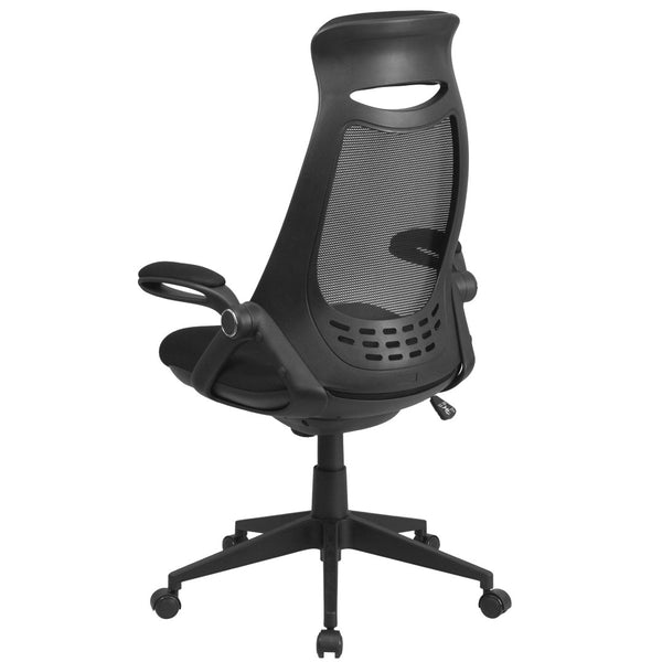 English Elm Ivan High Back Mesh Executive Office Chair - Ergonomic Comfort, Adjustable Features, Flip-Up Arms HL-0018-GG