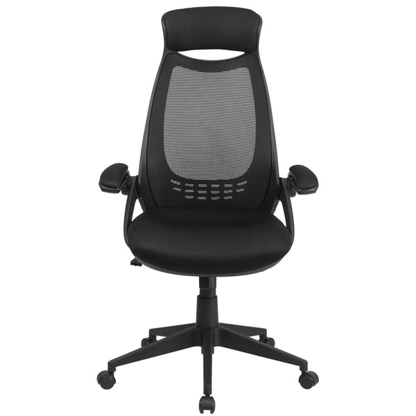 English Elm Ivan High Back Mesh Executive Office Chair - Ergonomic Comfort, Adjustable Features, Flip-Up Arms HL-0018-GG