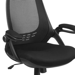 English Elm Ivan High Back Mesh Executive Office Chair - Ergonomic Comfort, Adjustable Features, Flip-Up Arms HL-0018-GG