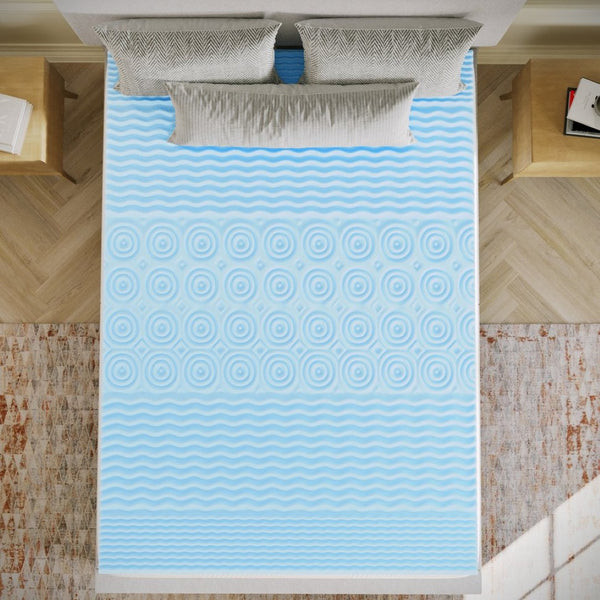 English Elm Capri Comfortable Sleep 2 Inch Cooling Gel Memory Foam Mattress Topper with 5-Zone Support Design Green Full HLC-5ZONE-FULL-2-GG