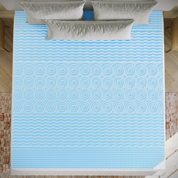 English Elm Capri Comfortable Sleep 2 Inch Cooling Gel Memory Foam Mattress Topper with 5-Zone Support Design Green King HLC-5ZONE-KING-2-GG