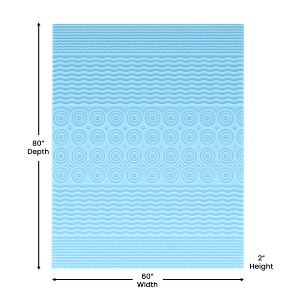 English Elm Capri Comfortable Sleep 2 Inch Cooling Gel Memory Foam Mattress Topper with 5-Zone Support Design Green Queen HLC-5ZONE-QUEEN-2-GG