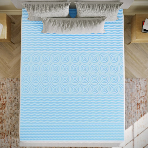 English Elm Capri Comfortable Sleep 2 Inch Cooling Gel Memory Foam Mattress Topper with 5-Zone Support Design Green Queen HLC-5ZONE-QUEEN-2-GG