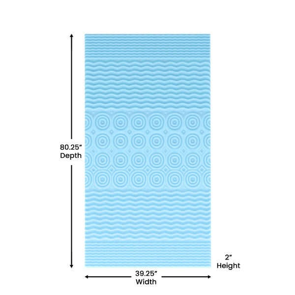 English Elm Capri Comfortable Sleep 2 Inch Cooling Gel Memory Foam Mattress Topper with 5-Zone Support Design Green Twin XL HLC-5ZONE-TWINXL-2-GG