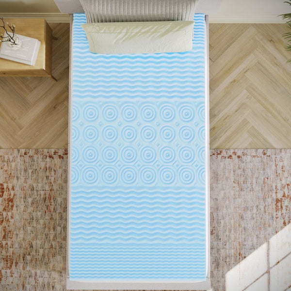 English Elm Capri Comfortable Sleep 2 Inch Cooling Gel Memory Foam Mattress Topper with 5-Zone Support Design Green Twin XL HLC-5ZONE-TWINXL-2-GG