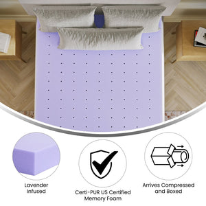 English Elm Capri Comfortable Sleep 3-Inch Lavender Infused Memory Foam Mattress Topper for Ultimate Restfulness Purple Full HLC-LAV-FULL-3-GG