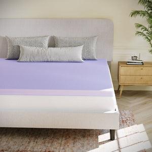 English Elm Capri Comfortable Sleep 3-Inch Lavender Infused Memory Foam Mattress Topper for Ultimate Restfulness Purple Queen HLC-LAV-QUEEN-3-GG