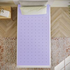 English Elm Capri Comfortable Sleep 3-Inch Lavender Infused Memory Foam Mattress Topper for Ultimate Restfulness Purple Twin HLC-LAV-TWIN-3-GG