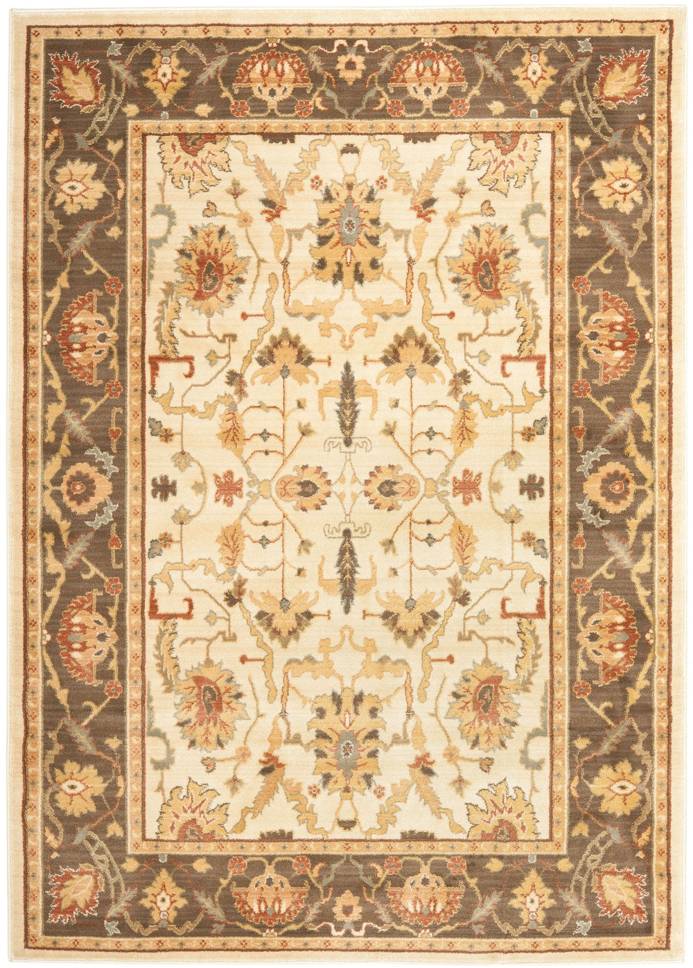 Safavieh Hlm Exquisite Area Rug - Elegant Floral Design With Turkish Craftsmanship For Timeless Home Decor Creme ,Brown Polypropylene Hlm1666-1125-5