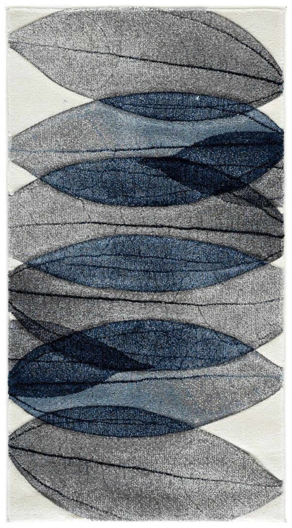 Safavieh Hollywood Abstract Ivory Blue Polypropylene Accent Rug for Entryways and Reading Nooks HLW703B-3