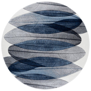 Safavieh Hollywood Round Turkish Polypropylene Area Rug Abstract Ivory Blue Living Room Accent HLW703B-7R