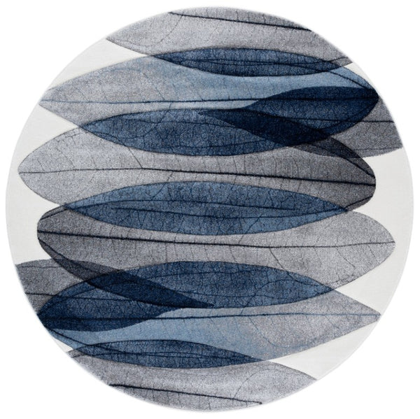 Safavieh Hollywood Round Turkish Polypropylene Area Rug Abstract Ivory Blue Living Room Accent HLW703B-7R