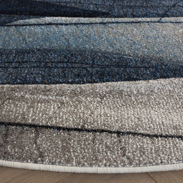 Safavieh Hollywood Round Turkish Polypropylene Area Rug Abstract Ivory Blue Living Room Accent HLW703B-7R
