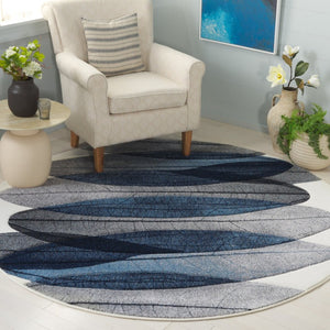 Safavieh Hollywood Round Turkish Polypropylene Area Rug Abstract Ivory Blue Living Room Accent HLW703B-7R