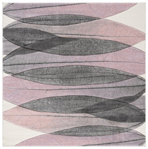 Safavieh Hollywood Abstract Polypropylene Area Rug Turkish Power Loomed Ivory Purple Square HLW703C-7SQ