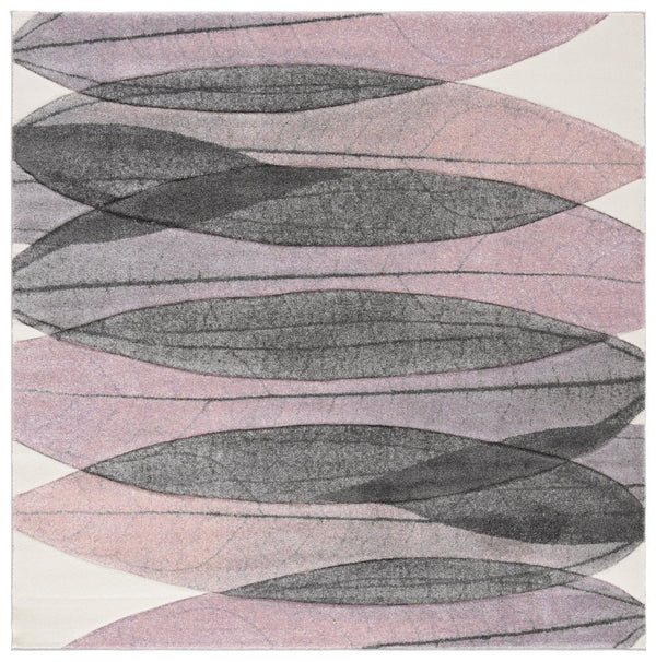 Safavieh Hollywood Abstract Polypropylene Area Rug Turkish Power Loomed Ivory Purple Square HLW703C-7SQ
