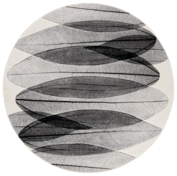 Safavieh Hollywood Abstract Round Polypropylene Rug Ivory Grey Soft Pile Living Room Accent HLW703D-7R