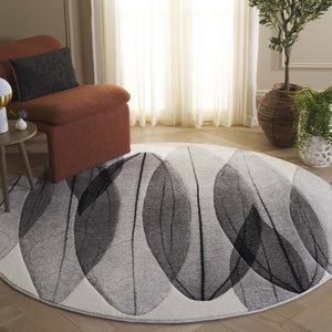 Safavieh Hollywood Abstract Round Polypropylene Rug Ivory Grey Soft Pile Living Room Accent HLW703D-7R