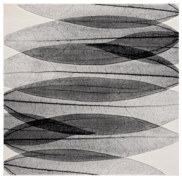 Safavieh Hollywood Abstract Ivory Grey Polypropylene Area Rug Power Loomed for Living Rooms HLW703D-7SQ
