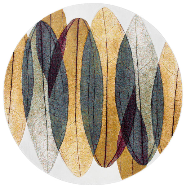 Safavieh Hollywood Exquisite Modern Area Rug In Gold And Blue With Abstract Leaf Design For Elegant Spaces Gold ,Blue Polypropylene Hlw703e-7r