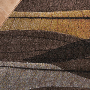 Safavieh Hollywood Exquisite Modern Area Rug In Gold And Blue With Abstract Leaf Design For Elegant Spaces Brown ,Grey Polypropylene Hlw703t-5