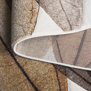 Safavieh Hollywood Exquisite Modern Area Rug In Gold And Blue With Abstract Leaf Design For Elegant Spaces Brown ,Grey Polypropylene Hlw703t-5