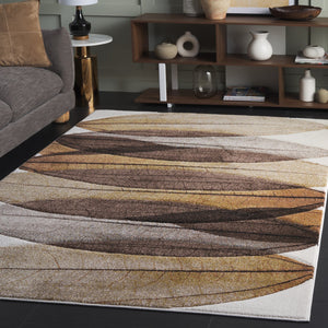 Safavieh Hollywood Exquisite Modern Area Rug In Gold And Blue With Abstract Leaf Design For Elegant Spaces Brown ,Grey Polypropylene Hlw703t-5