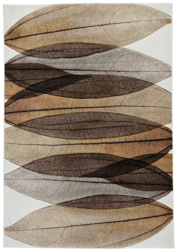 Safavieh Hollywood Exquisite Modern Area Rug In Gold And Blue With Abstract Leaf Design For Elegant Spaces Brown ,Grey Polypropylene Hlw703t-5