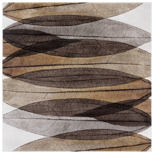 Safavieh Hollywood Exquisite Modern Area Rug In Gold And Blue With Abstract Leaf Design For Elegant Spaces Brown ,Grey Polypropylene Hlw703t-7sq