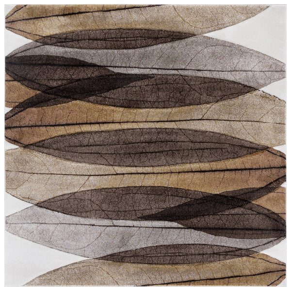 Safavieh Hollywood Exquisite Modern Area Rug In Gold And Blue With Abstract Leaf Design For Elegant Spaces Brown ,Grey Polypropylene Hlw703t-7sq