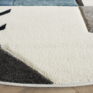 Safavieh Hollywood Geometric Round Area Rug Power Loomed Polypropylene for Living Dining Rooms HLW709A-7R