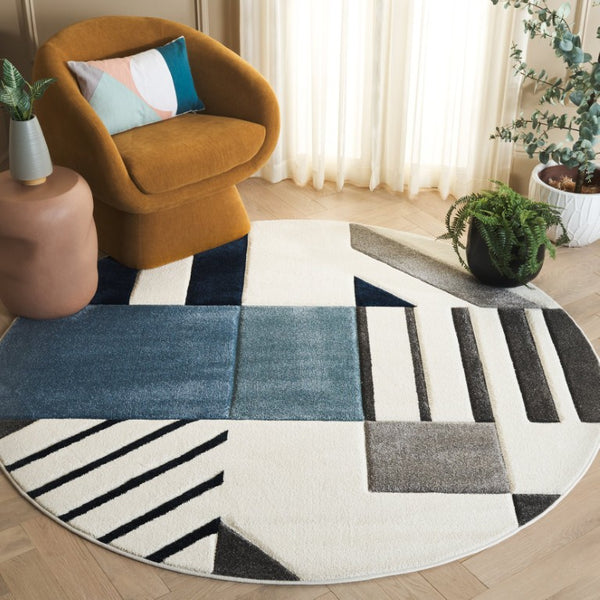 Safavieh Hollywood Geometric Round Area Rug Power Loomed Polypropylene for Living Dining Rooms HLW709A-7R