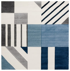 Safavieh Hollywood Geometric Ivory Blue Polypropylene Indoor Rug for Living or Bedroom Spaces HLW709A-7SQ