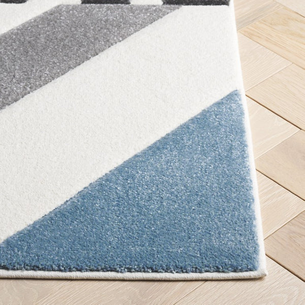 Safavieh Hollywood Geometric Ivory Blue Polypropylene Indoor Rug for Living or Bedroom Spaces HLW709A-7SQ