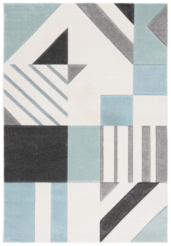Safavieh Hollywood Geometric Polypropylene Area Rug Ivory Aqua Tones for Living Rooms HLW709C-5