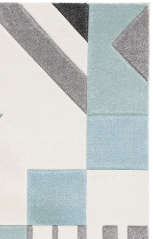 Safavieh Hollywood Geometric Polypropylene Area Rug Ivory Aqua Tones for Living Rooms HLW709C-5