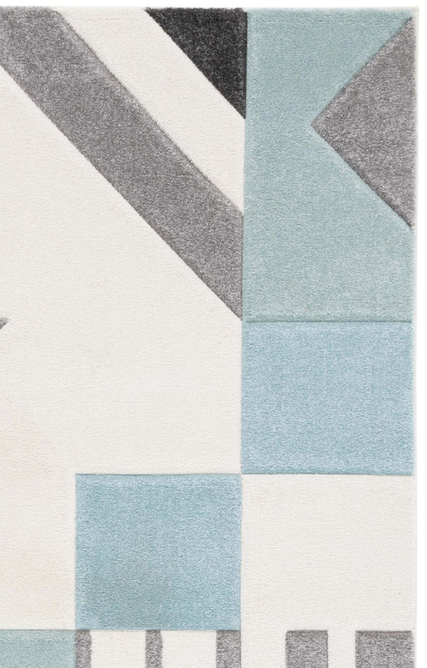 Safavieh Hollywood Geometric Polypropylene Area Rug Ivory Aqua Tones for Living Rooms HLW709C-5