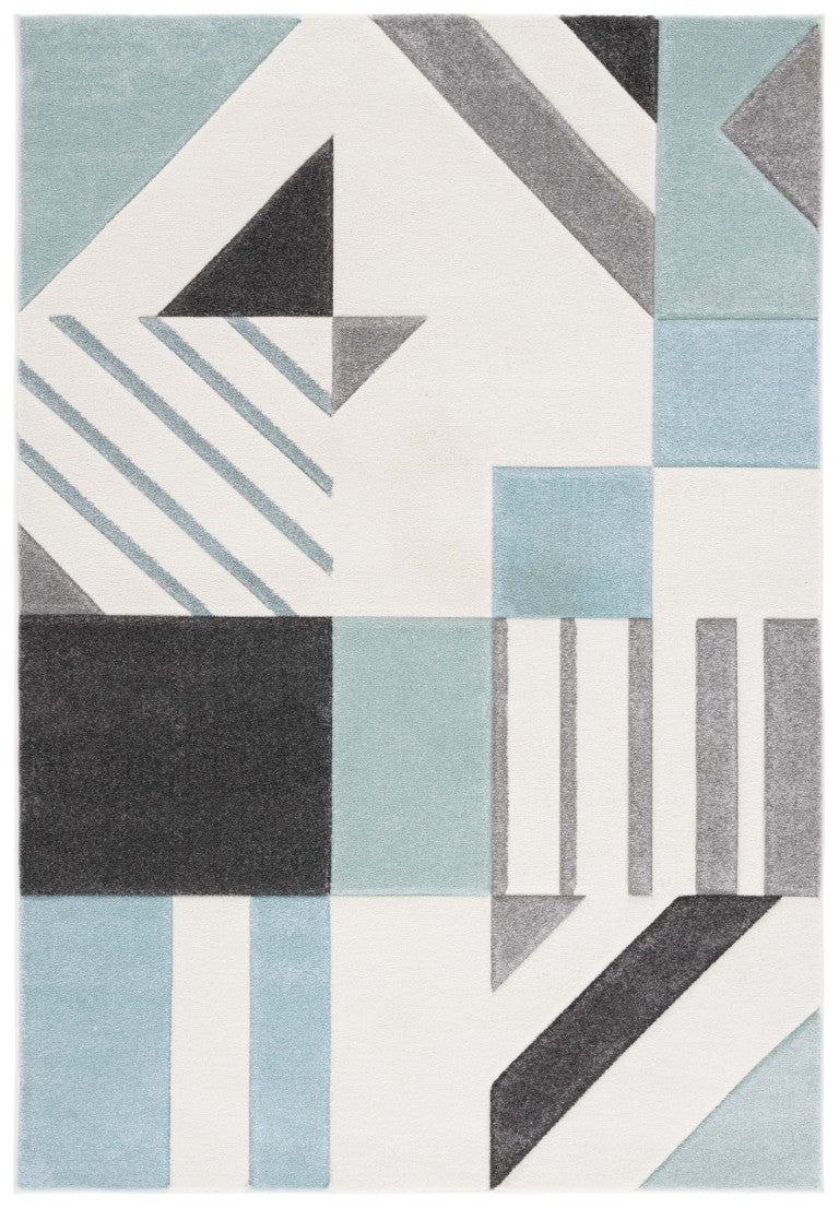 Safavieh Hollywood Power Loomed Polypropylene Area Rug Soft Ivory Aqua Coastal Living Room HLW709C-6