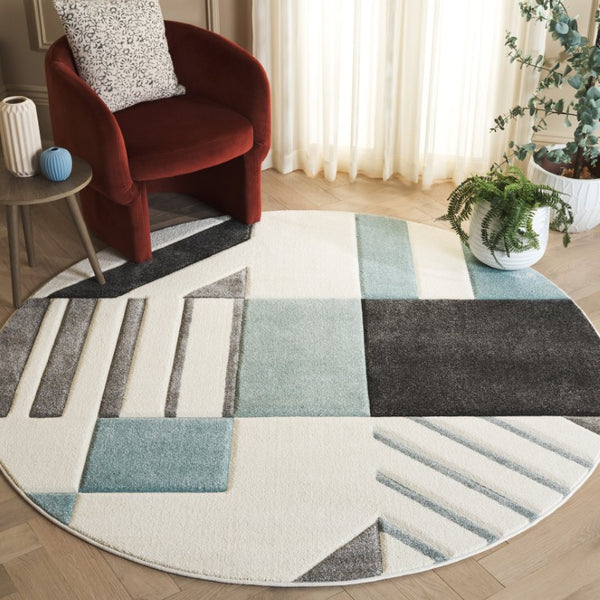 Safavieh Hollywood Geometric Round Rug Polypropylene Pile Contemporary Living Room Accent HLW709C-7R